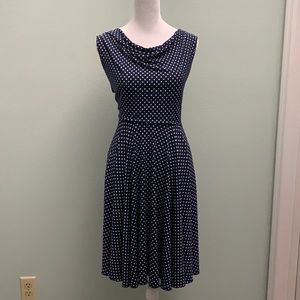 Retro Polka Dot Navy and White Dress